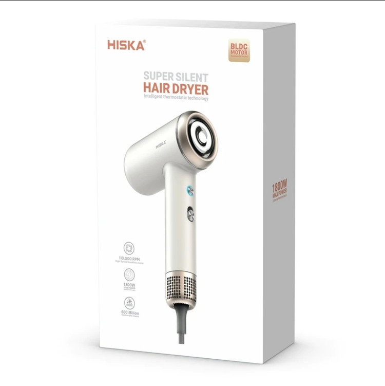 سشوار حرفهای سوپر سایلنت هیسکا مدل H5256 با موتور براشلس